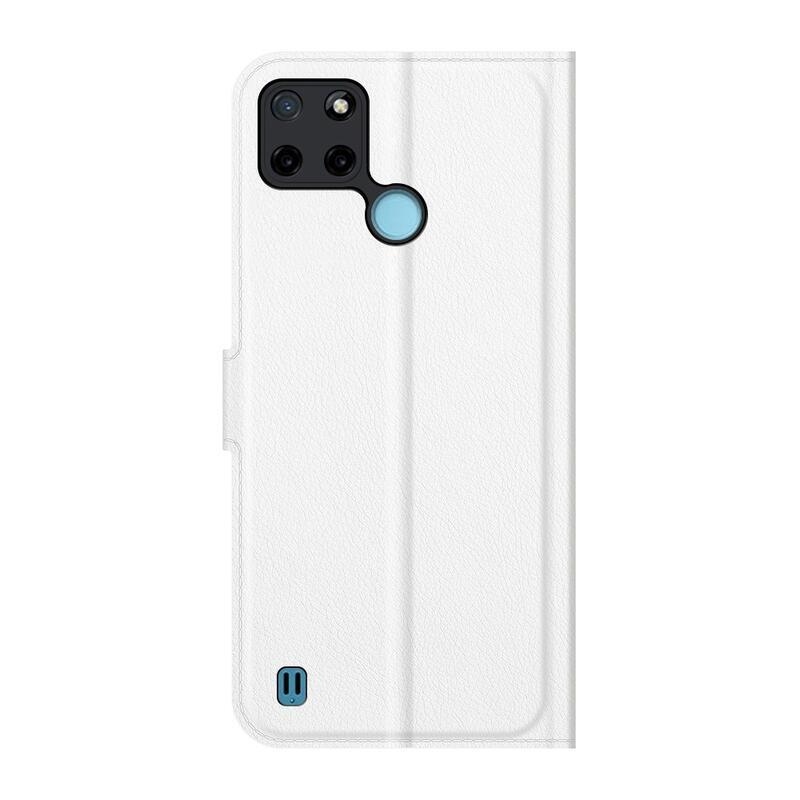 Litchi PU bőr pénztárca tok mobiltelefonra Realme C21Y/C25Y - fehér