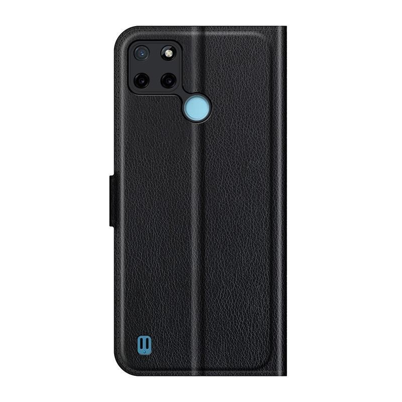 Litchi PU bőr pénztárca tok mobiltelefonhoz Realme C21Y/C25Y - fekete