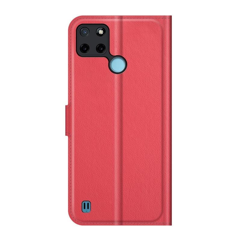 Litchi PU bőr pénztárca tok mobiltelefonhoz Realme C21Y/C25Y - piros