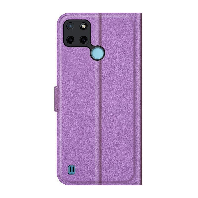 Litchi PU bőr pénztárca tok mobiltelefonhoz Realme C21Y/C25Y - lila