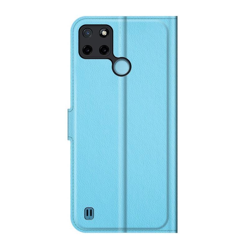 Litchi PU bőr pénztárca tok mobiltelefonhoz Realme C21Y/C25Y - kék