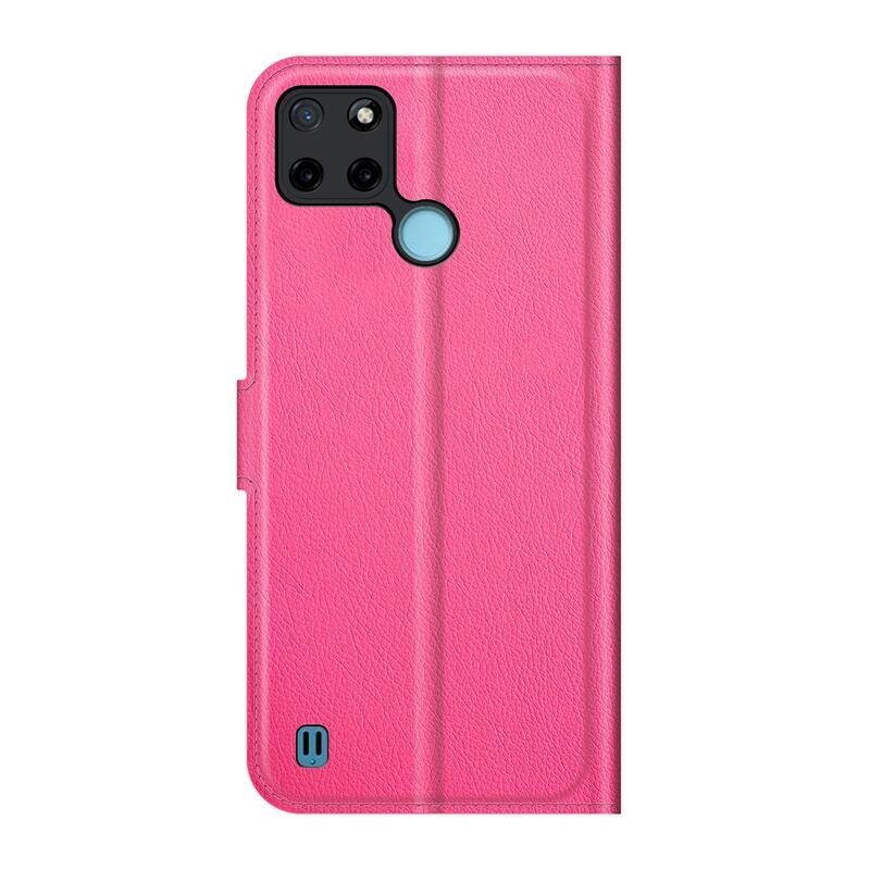 Litchi PU bőr pénztárca tok mobiltelefonhoz Realme C21Y/C25Y - rózsaszínű