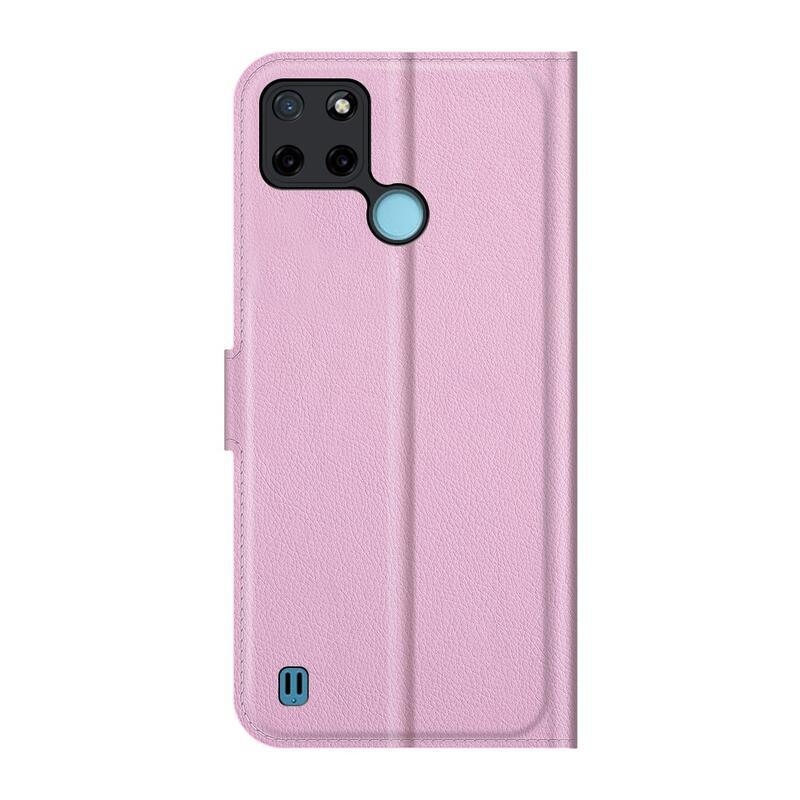 Litchi PU bőr pénztárca tok mobiltelefonhoz Realme C21Y/C25Y - rózsaszínű
