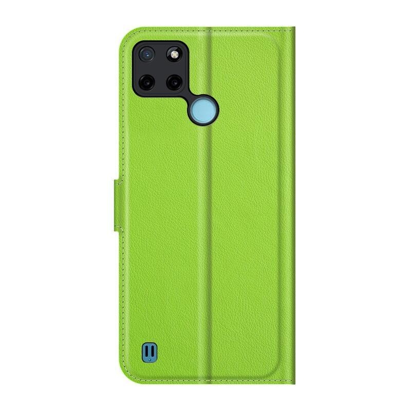Litchi PU bőr pénztárca tok mobiltelefonhoz Realme C21Y/C25Y - zöld
