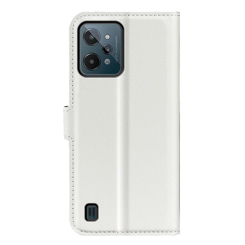 Litchi PU bőr pénztárca tok mobilhoz Realme C31 - fehér