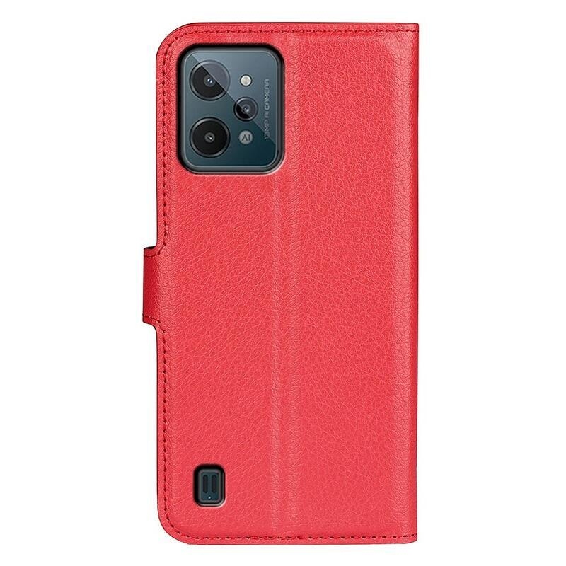 Litchi PU bőr pénztárca tok mobil Realme C31 - piros
