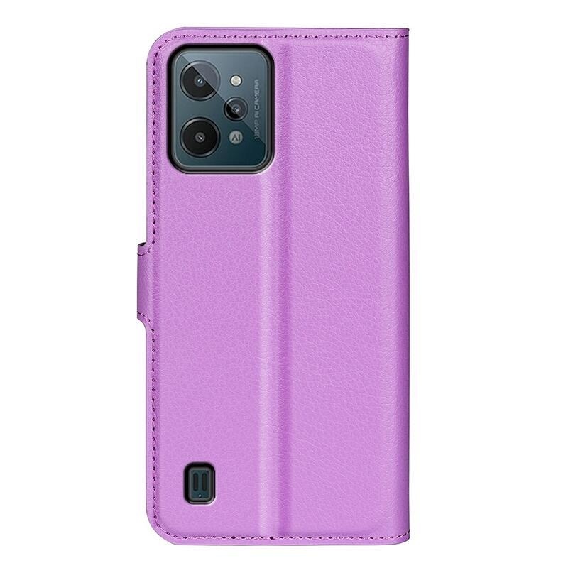 Litchi PU bőr pénztárca tok mobil Realme C31 - lila