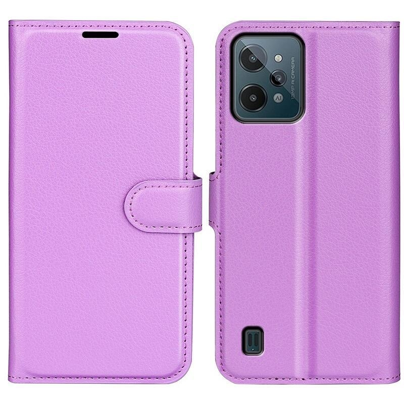 Litchi PU bőr pénztárca tok mobil Realme C31 - lila