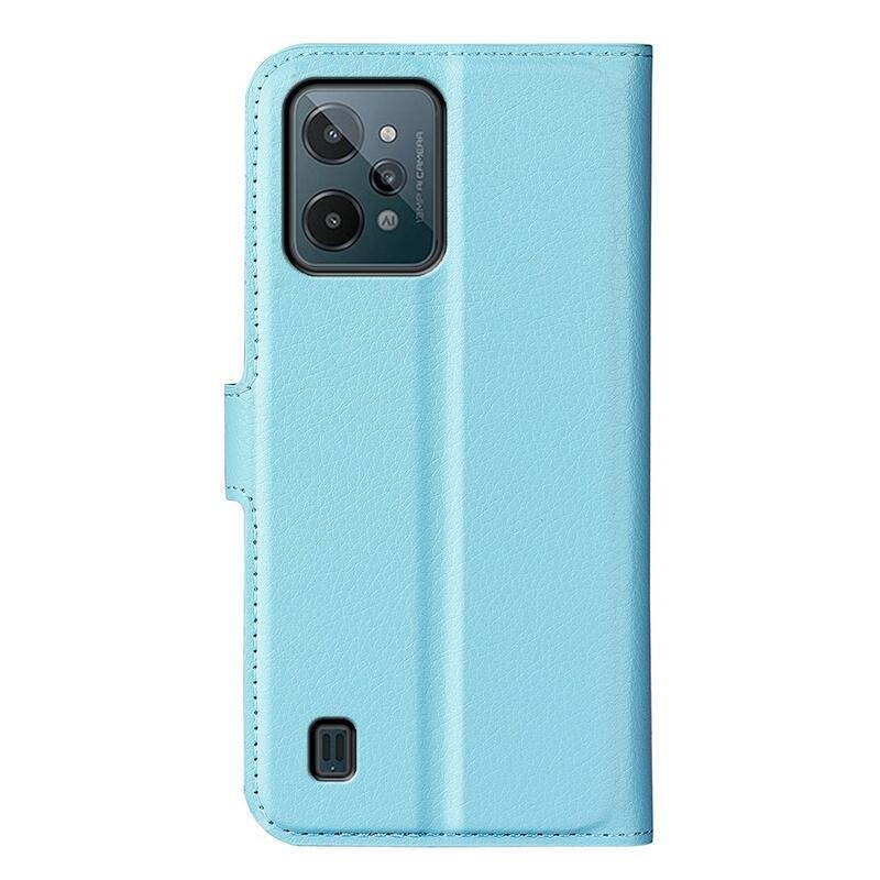 Litchi PU bőr pénztárca tok mobilhoz Realme C31 - kék