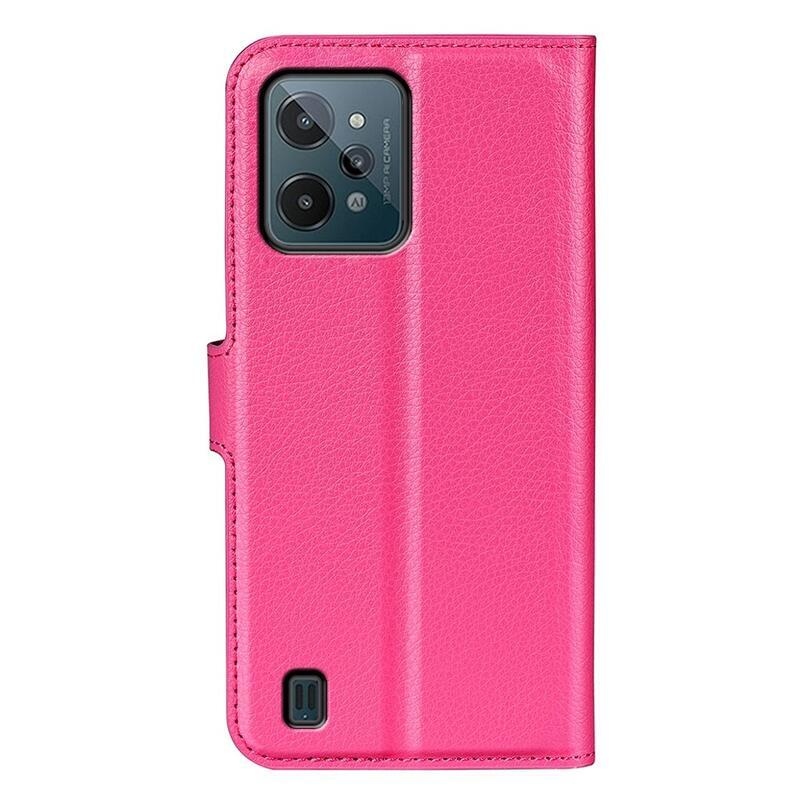 Litchi PU bőr pénztárca tok mobil Realme C31 - rózsa