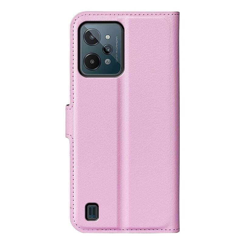 Litchi PU bőr pénztárca tok mobilhoz Realme C31 - rózsaszín