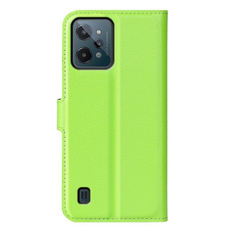 Litchi PU bőr pénztárca tok mobilhoz Realme C31 - zöld