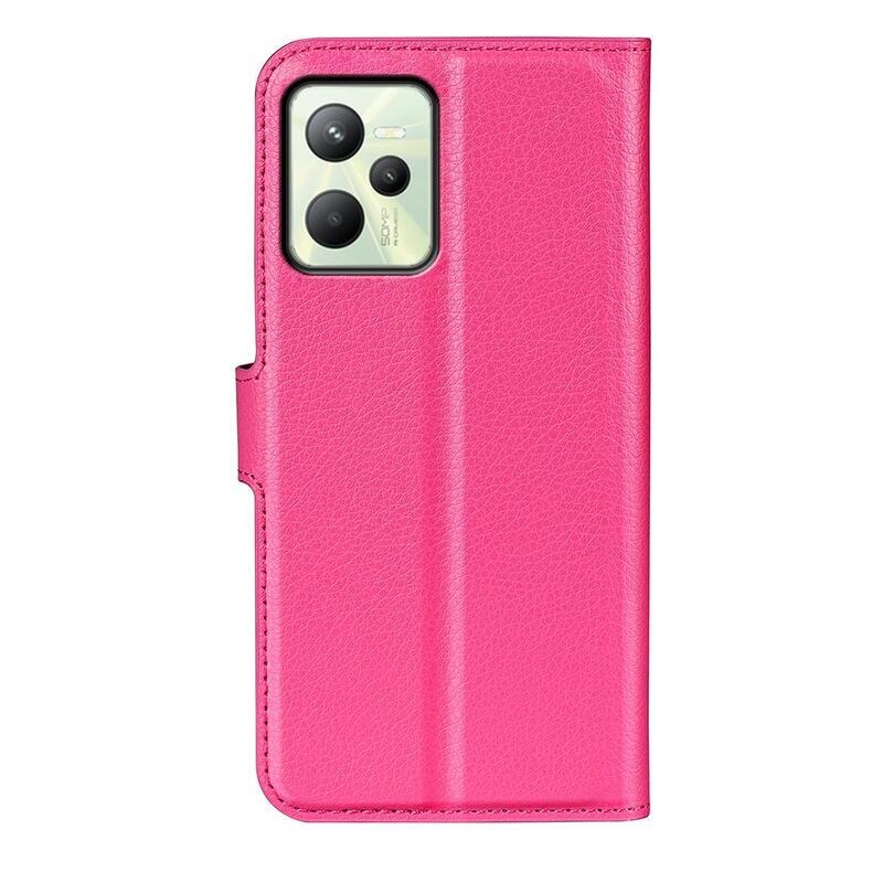 Litchi PU bőr pénztárca tok mobil Realme C35 - rózsa