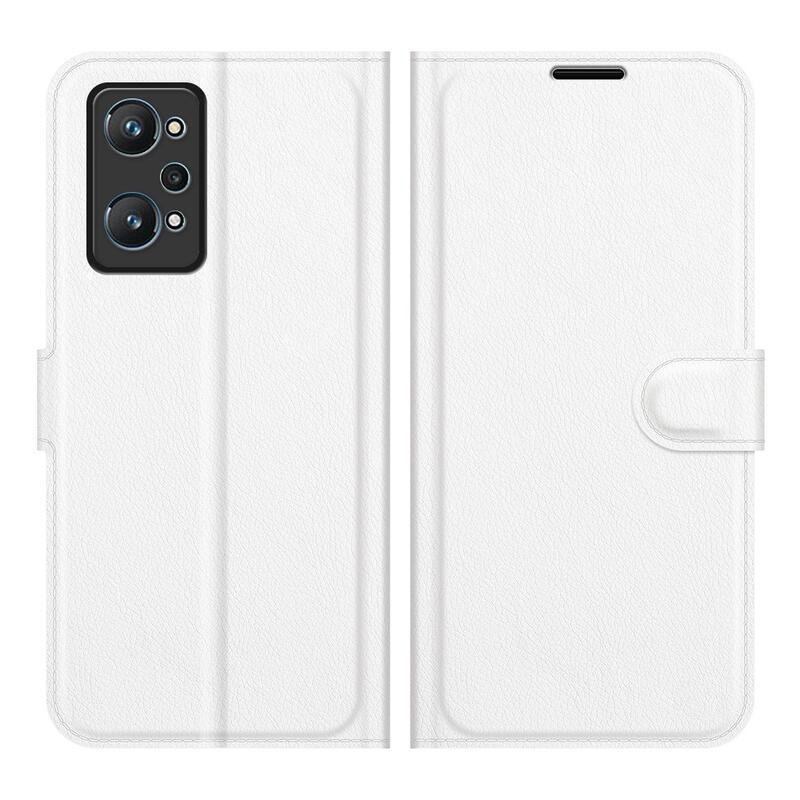 Litchi PU bőr pénztárca tok a Realme GT Neo 2 számára - fehér
