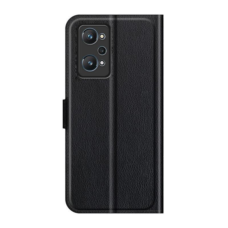 Litchi PU bőr pénztárca tok a Realme GT Neo 2 számára - fekete