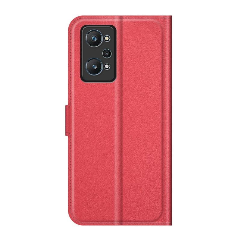 Litchi PU bőr pénztárca tok a Realme GT Neo 2 számára - piros
