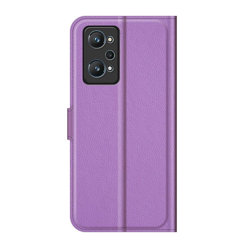 Litchi PU bőr pénztárca tok a Realme GT Neo 2 számára - lila