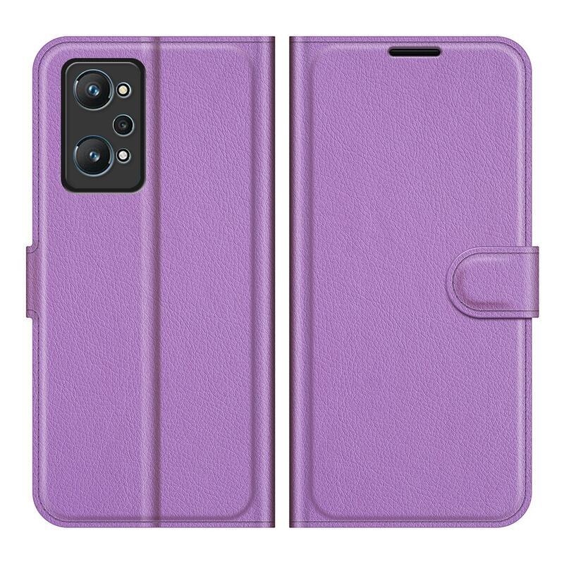 Litchi PU bőr pénztárca tok a Realme GT Neo 2 számára - lila