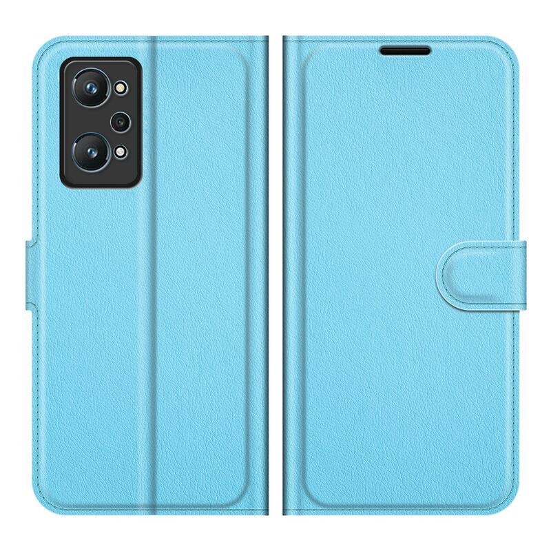 Litchi PU bőr pénztárca tok a Realme GT Neo 2 számára - kék
