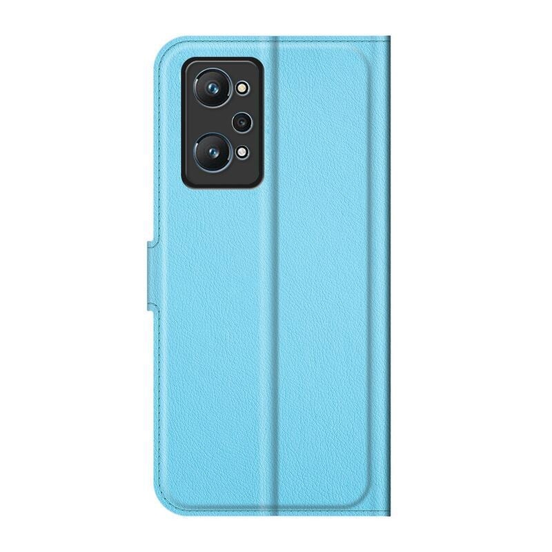 Litchi PU bőr pénztárca tok a Realme GT Neo 2 számára - kék