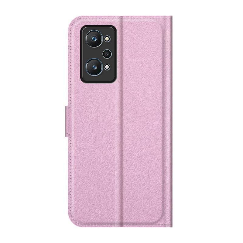 Litchi PU bőr pénztárca tok a Realme GT Neo 2 számára - rózsaszín