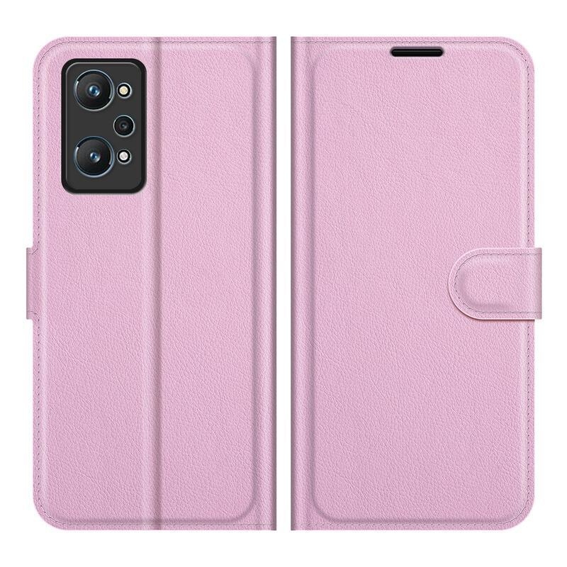 Litchi PU bőr pénztárca tok a Realme GT Neo 2 számára - rózsaszín