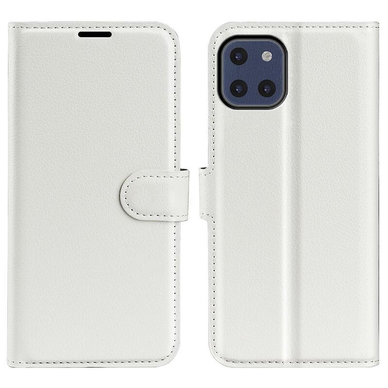 Litchi PU bőr pénztárca tok Samsung Galaxy A03-hoz - fehér