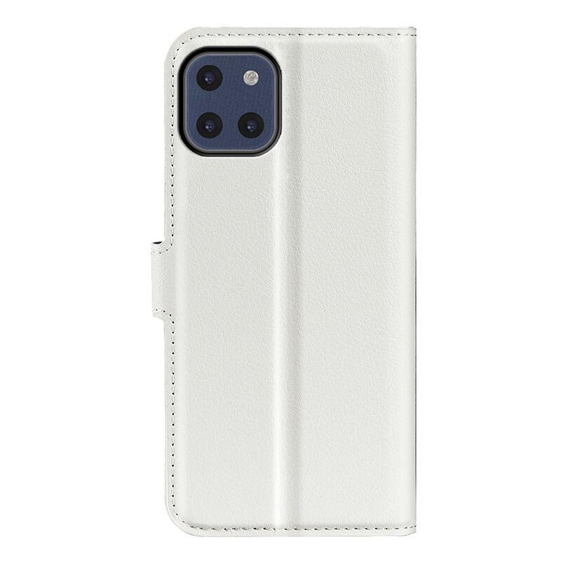 Litchi PU bőr pénztárca tok Samsung Galaxy A03-hoz - fehér