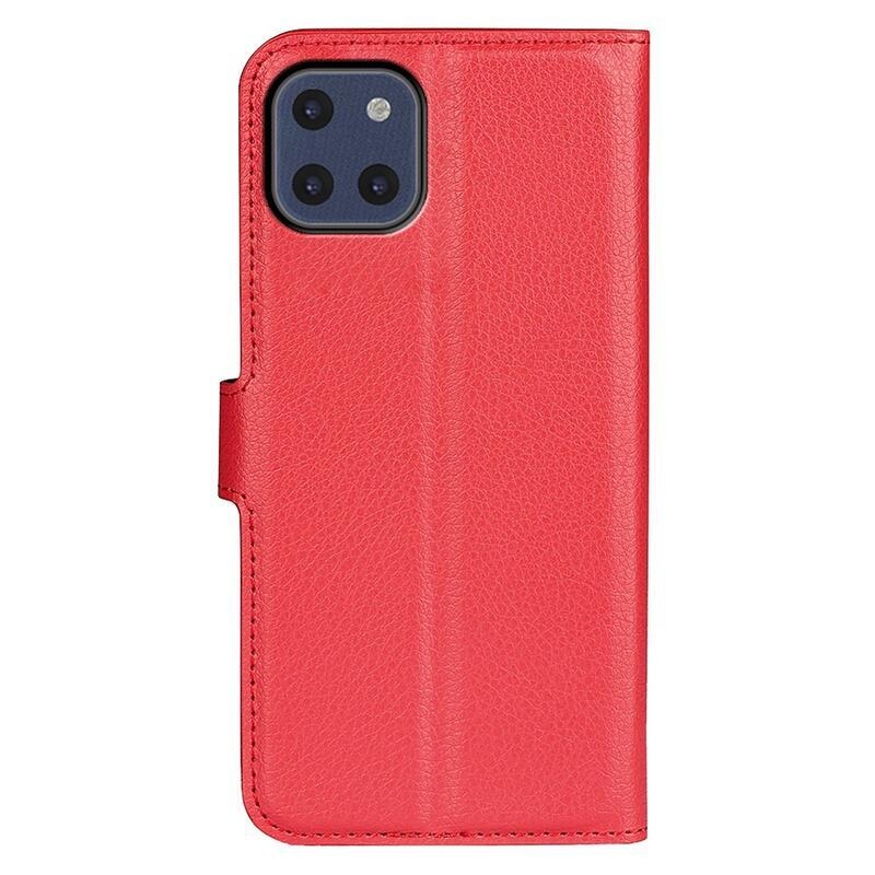Litchi PU bőr pénztárca tok Samsung Galaxy A03-hoz - piros