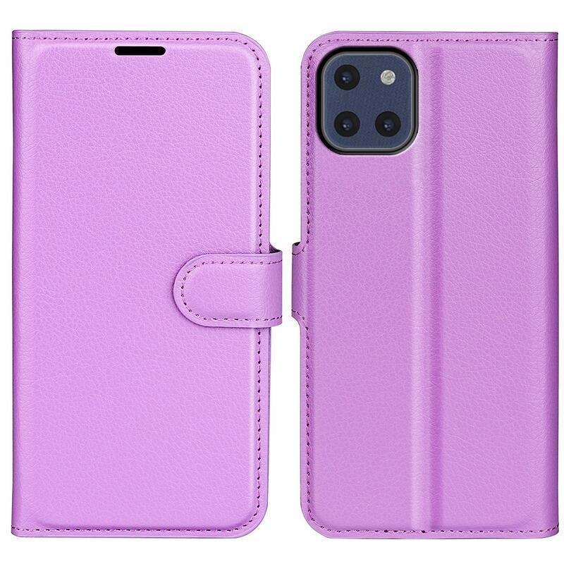 Litchi PU bőr pénztárca tok Samsung Galaxy A03-hoz - lila
