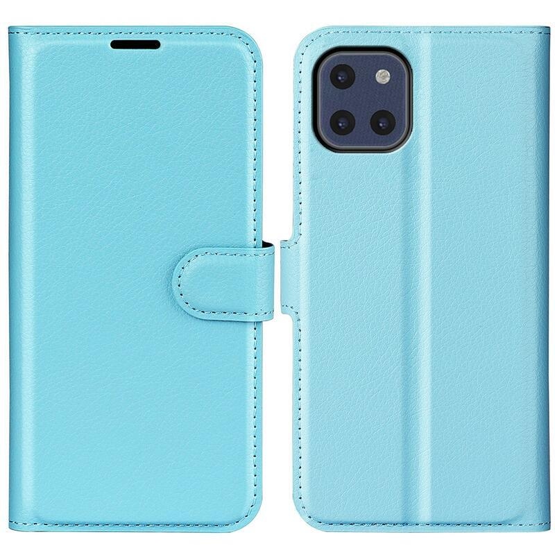 Litchi PU bőr pénztárca tok Samsung Galaxy A03-hoz - kék