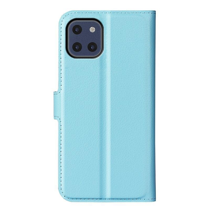 Litchi PU bőr pénztárca tok Samsung Galaxy A03-hoz - kék