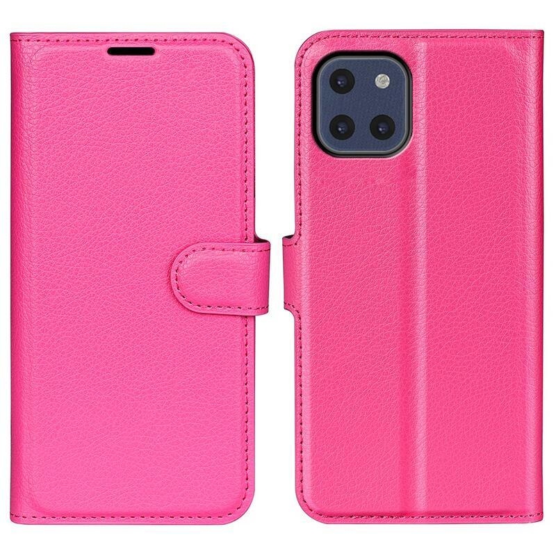 Litchi PU bőr pénztárca tok Samsung Galaxy A03-hoz - rózsaszínű