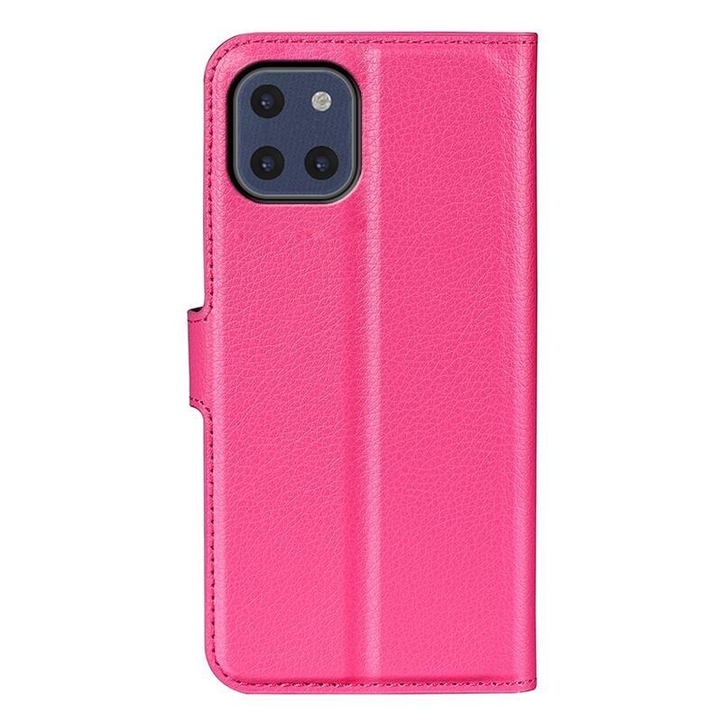Litchi PU bőr pénztárca tok Samsung Galaxy A03-hoz - rózsaszínű