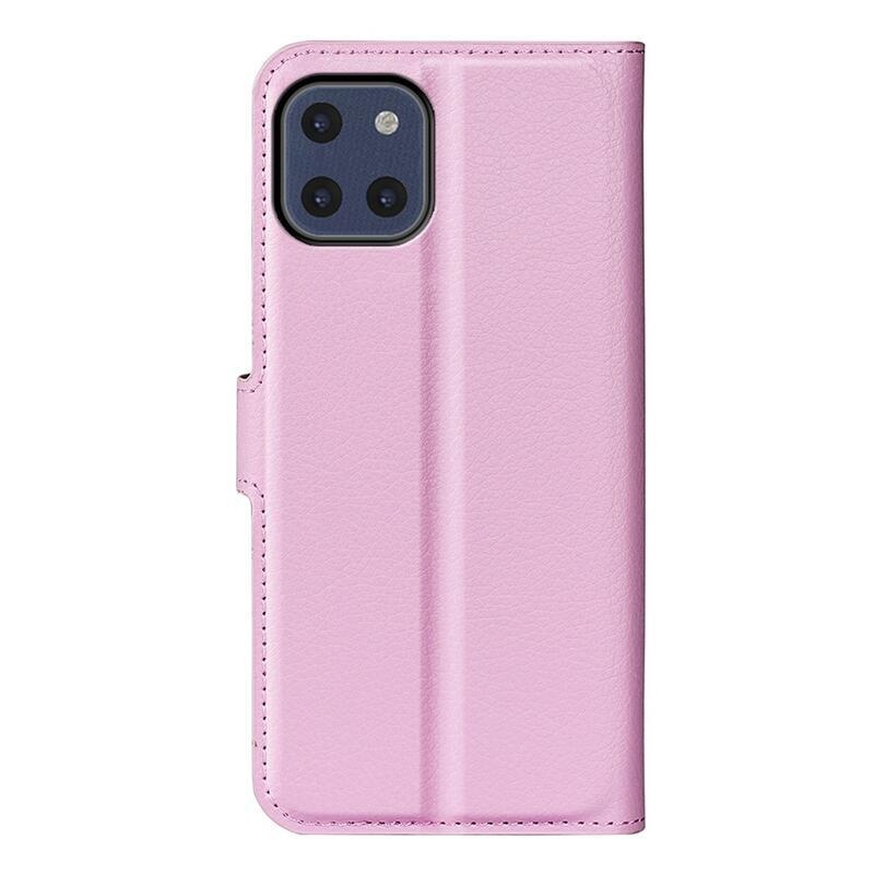 Litchi PU bőr pénztárca tok Samsung Galaxy A03-hoz - rózsaszín