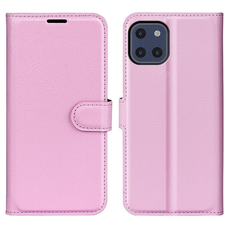 Litchi PU bőr pénztárca tok Samsung Galaxy A03-hoz - rózsaszín