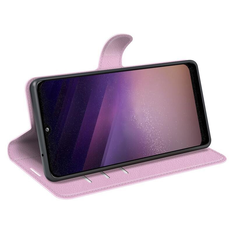 Litchi PU bőr pénztárca tok Samsung Galaxy A03-hoz - rózsaszín