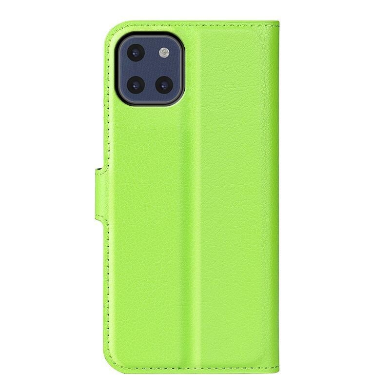 Litchi PU bőr pénztárca tok Samsung Galaxy A03-hoz - zöld