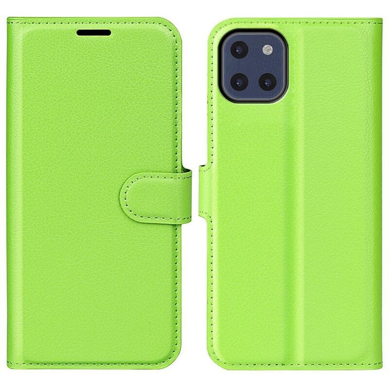 Litchi PU bőr pénztárca tok Samsung Galaxy A03-hoz - zöld