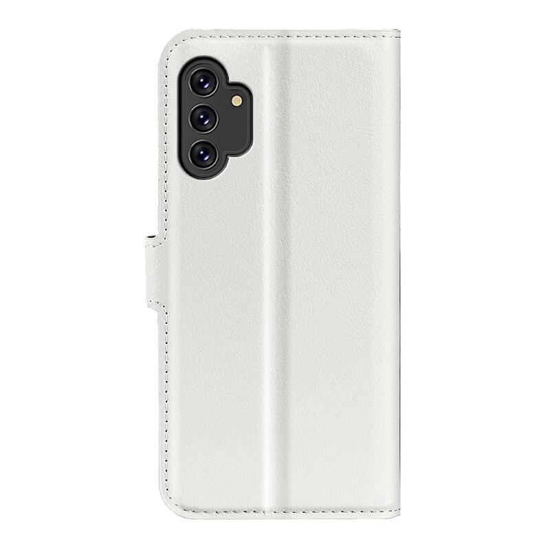 Litchi PU bőr pénztárca tok Samsung Galaxy A13 4G-hez - fehér