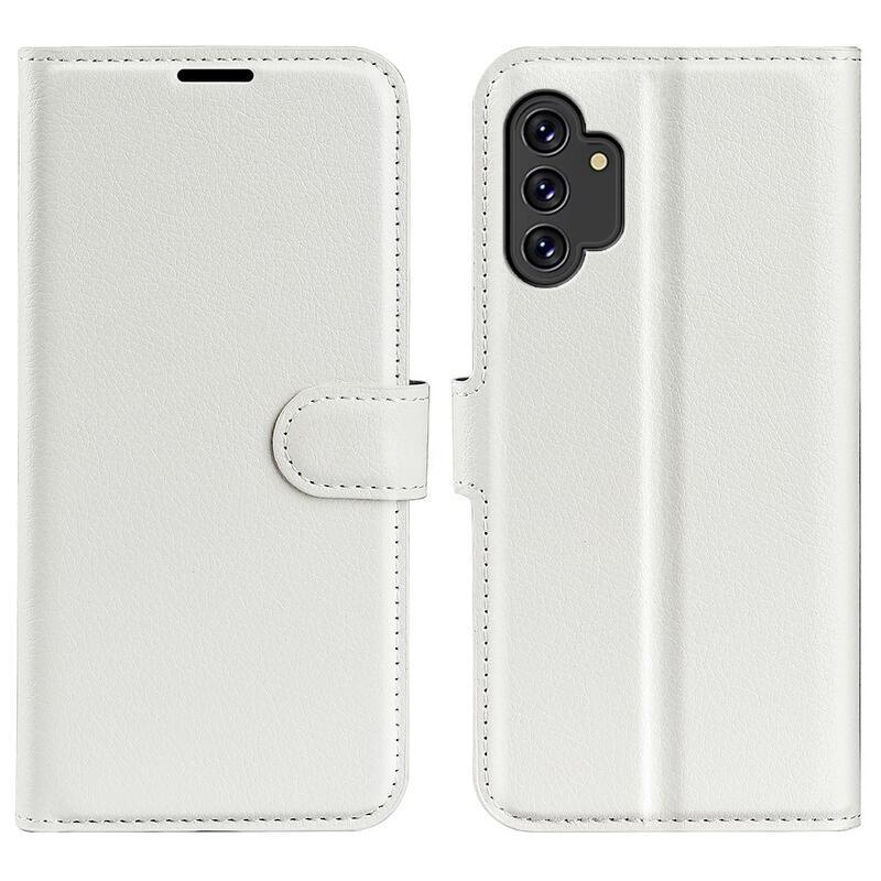 Litchi PU bőr pénztárca tok Samsung Galaxy A13 4G-hez - fehér