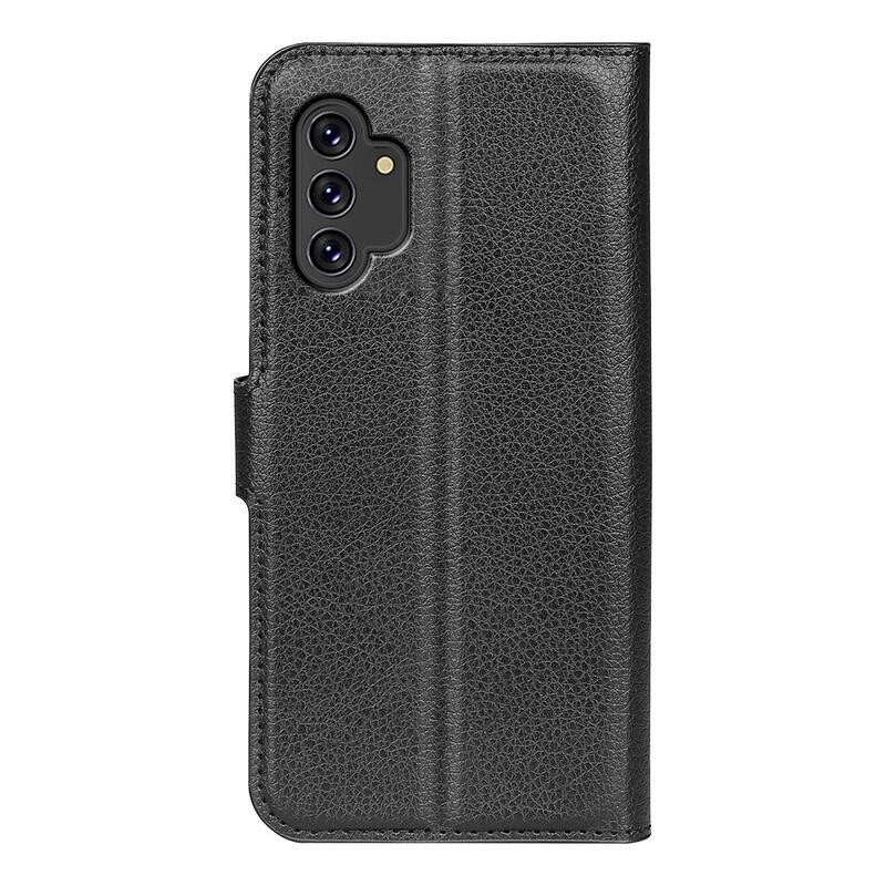 Litchi PU bőr pénztárca tok Samsung Galaxy A13 4G-hez - fekete