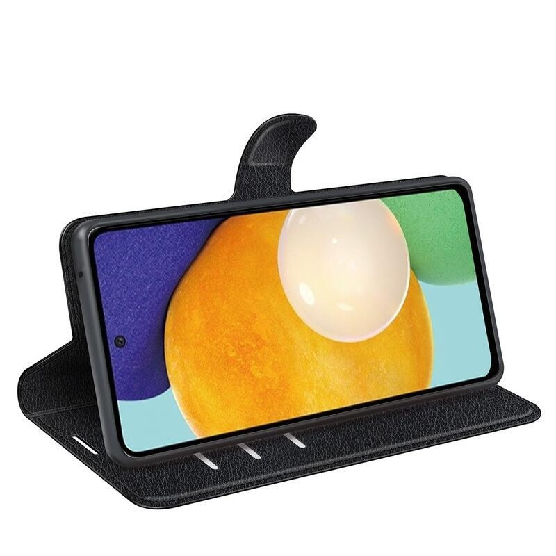 Litchi PU bőr pénztárca tok Samsung Galaxy A13 4G-hez - fekete