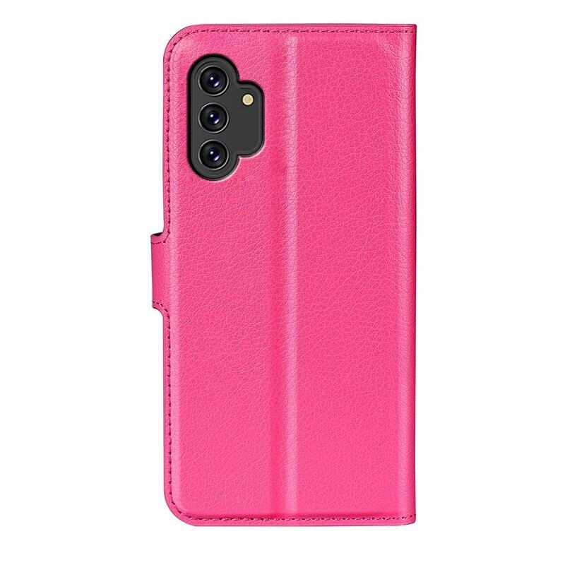 Litchi PU bőr pénztárca tok Samsung Galaxy A13 4G - rózsaszínű