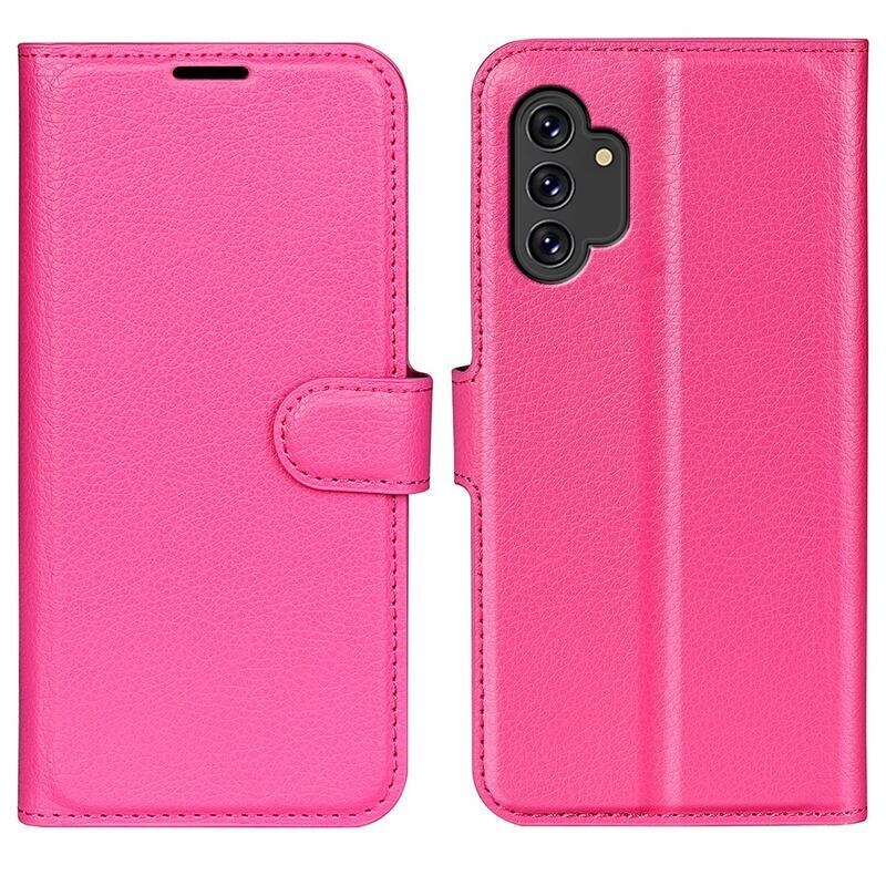 Litchi PU bőr pénztárca tok Samsung Galaxy A13 4G - rózsaszínű