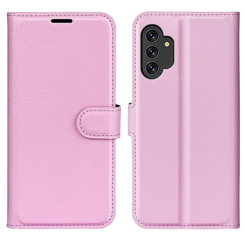 Litchi PU bőr pénztárca tok Samsung Galaxy A13 4G-hez - rózsaszín