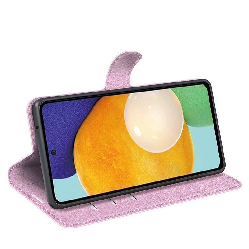 Litchi PU bőr pénztárca tok Samsung Galaxy A13 4G-hez - rózsaszín
