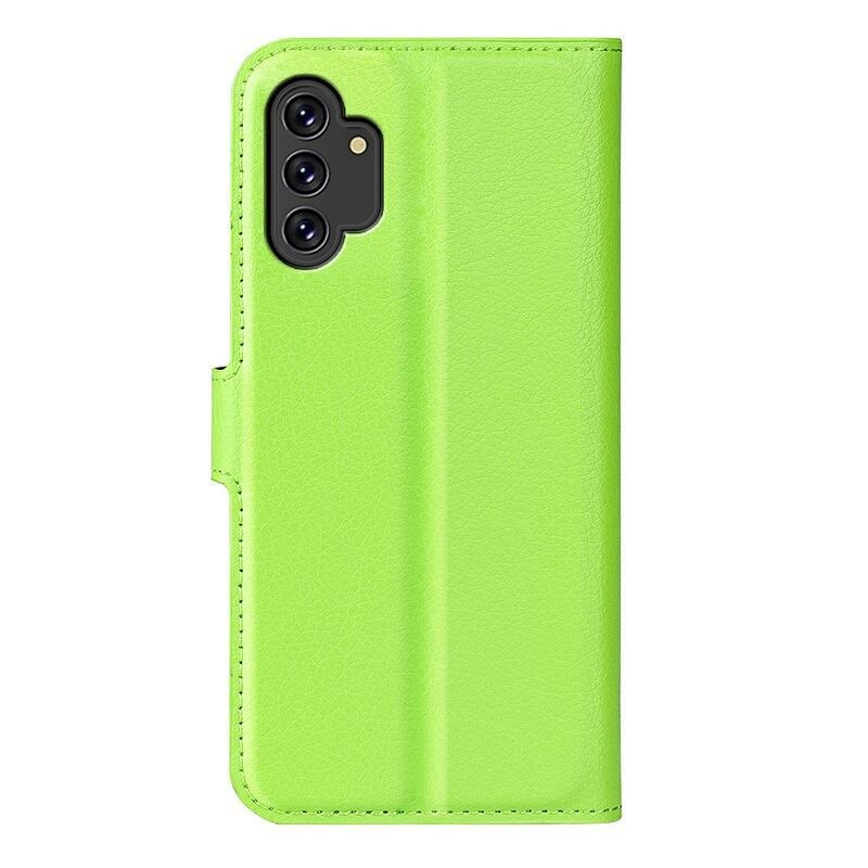 Litchi PU bőr pénztárca tok Samsung Galaxy A13 4G-hez - zöld