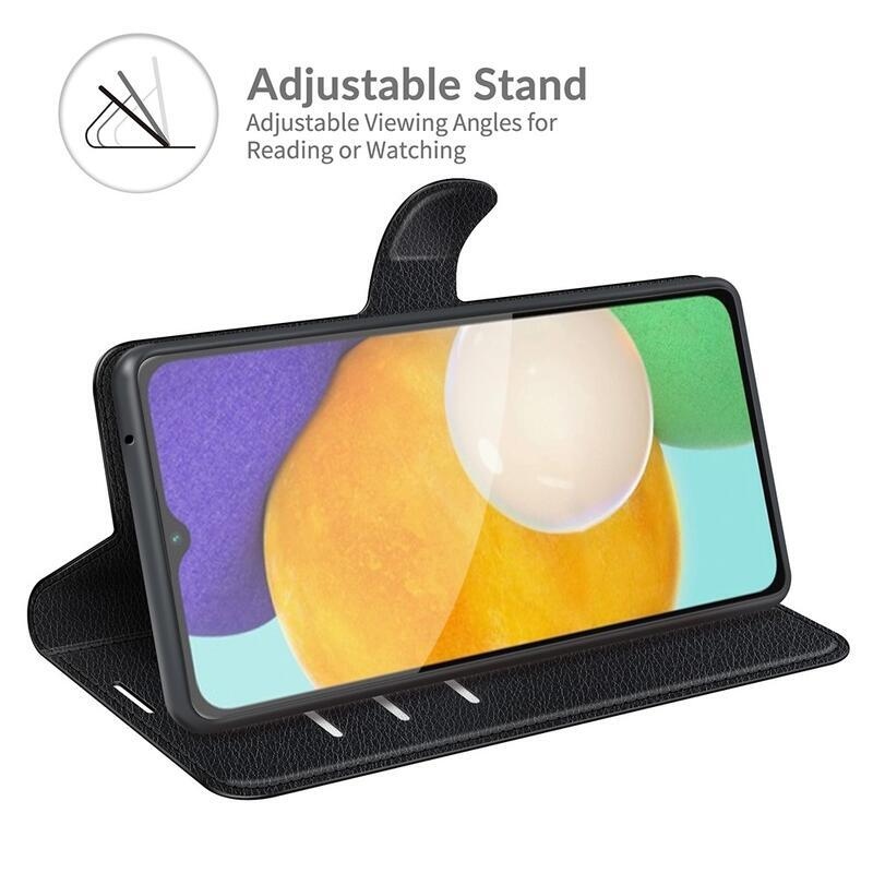 Litchi PU bőr pénztárca tok Samsung Galaxy A13 5G/Galaxy A04s (164.7 x 76.7 x 9.1 mm) - fekete