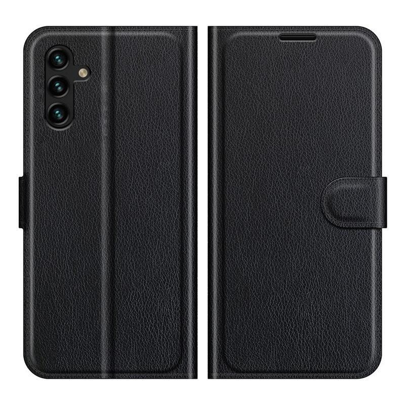 Litchi PU bőr pénztárca tok Samsung Galaxy A13 5G/Galaxy A04s (164.7 x 76.7 x 9.1 mm) - fekete